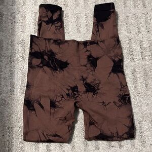 Shein Mocha Brown Tie Dye Gym leggings